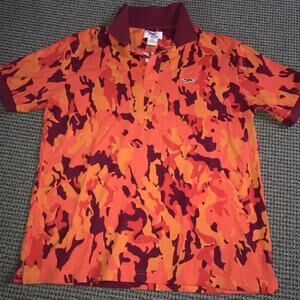 RetroFox XL Orange Camouflage Mens Polo Shirt EUC